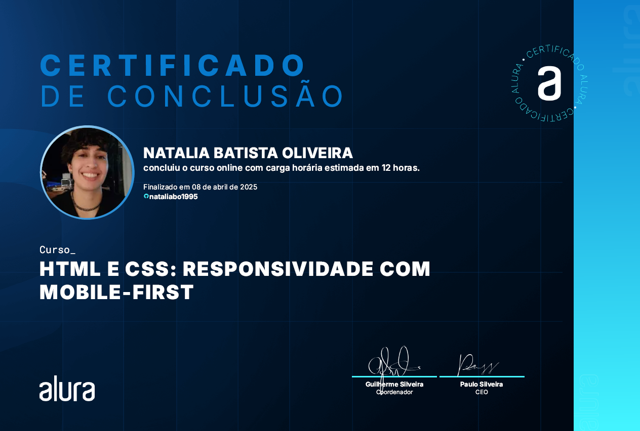 Certificado HTML e CSS: responsividade com mobile-first 